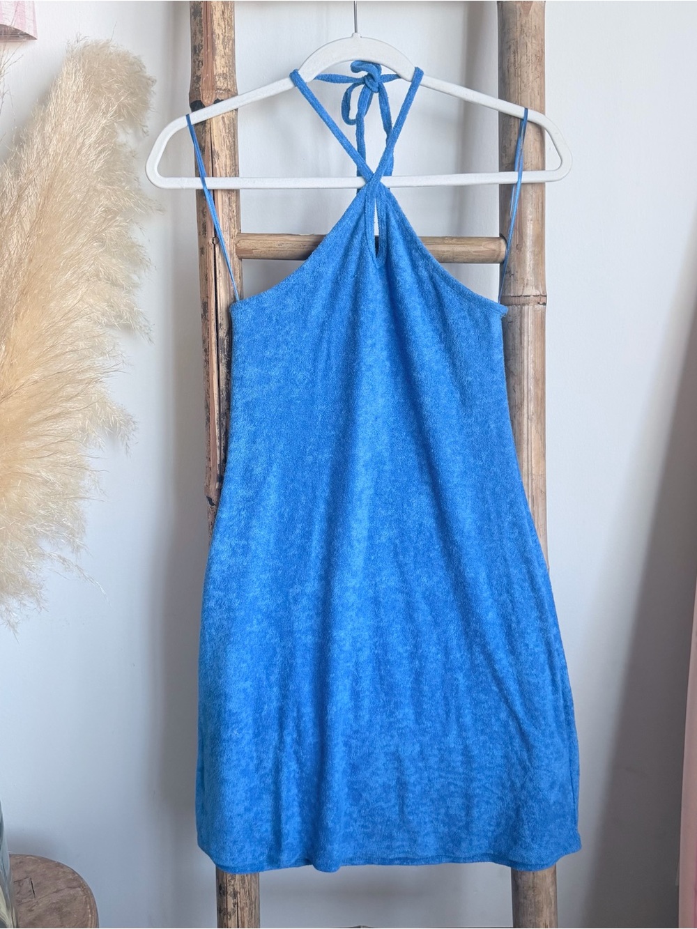 Hollister Sky Blue Halter Mini Dress with Tie Back